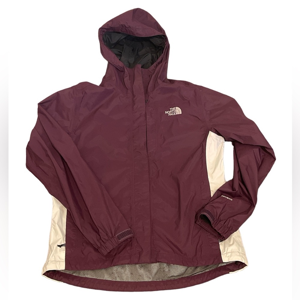 North face burgundy and white women’s Hyvent jacket size medium